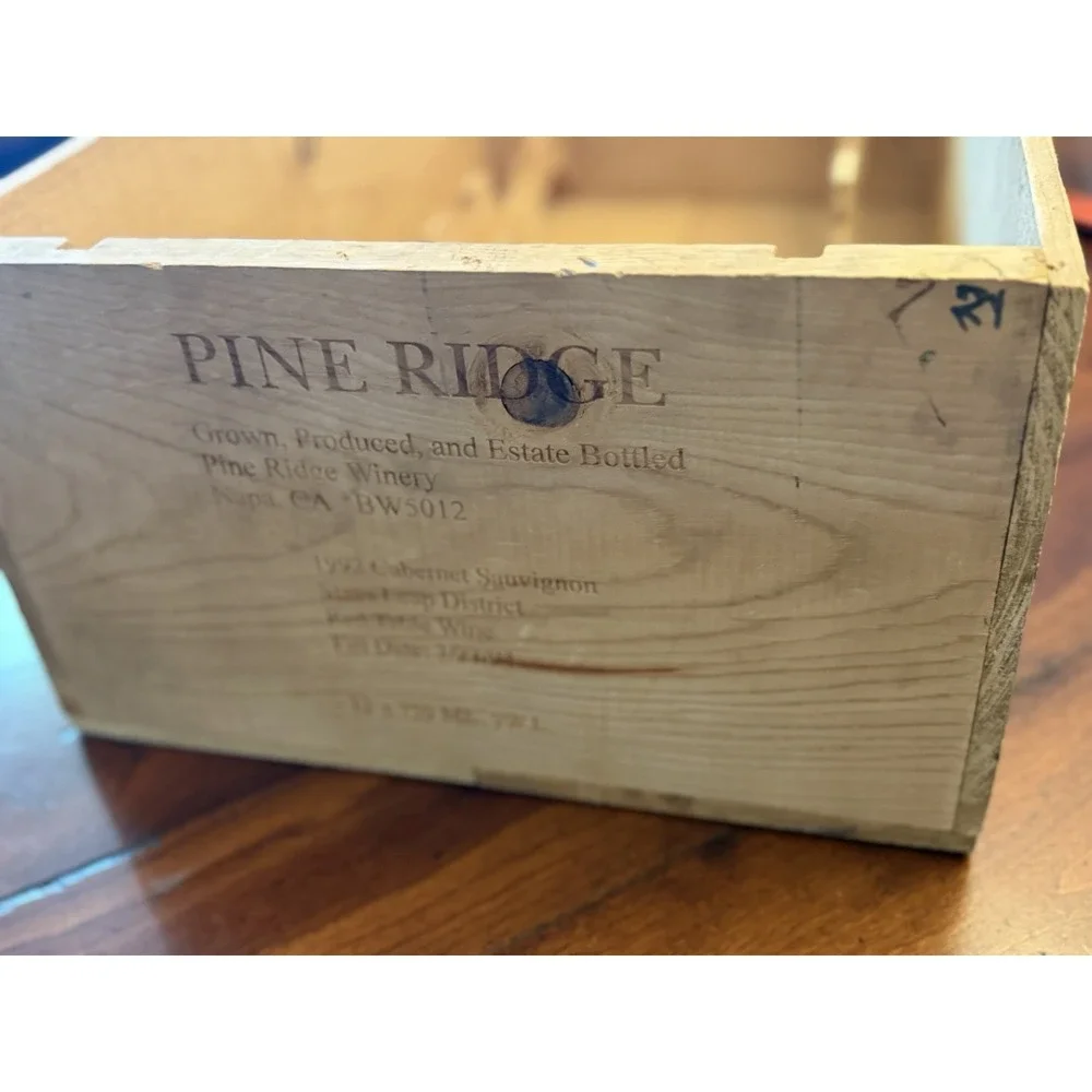 Pine Ridge Vineyards Napa Valley Wooden Wine Crate Box Storage Shabby Chic